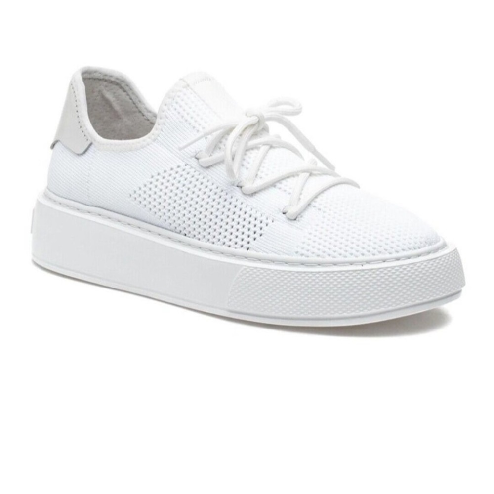 J Slides Women's Damien White Mesh Knit Lace Up Comfort Fashion Sneaker